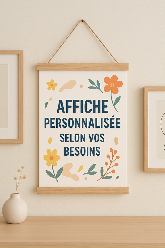 Affiche personnalisée avec support en bois
