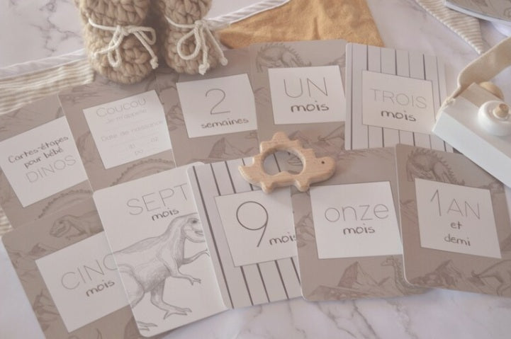 Cartes-étapes pour bébé - Dinos