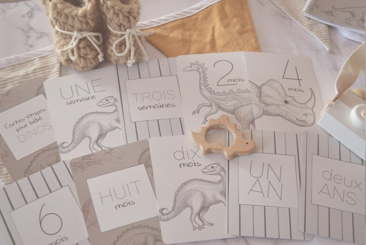 Cartes-étapes pour bébé - Dinos