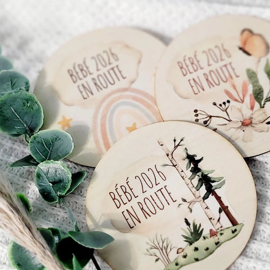 Pastilles en bois - bébé en route