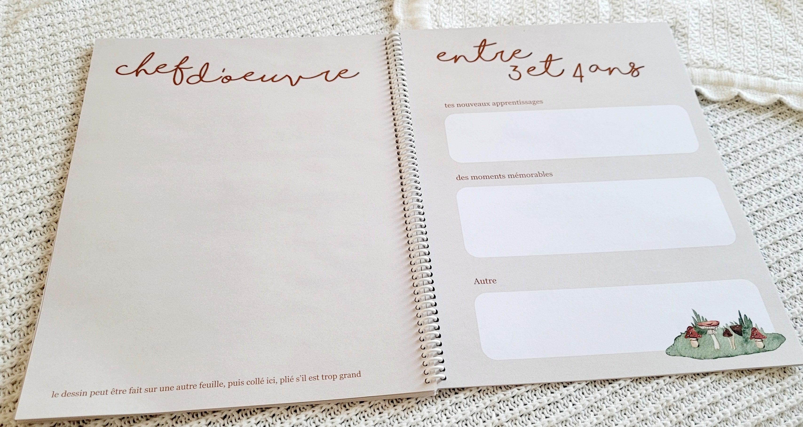 Livre de naissance & petite enfance À DISQUES - Fleurs & champignons