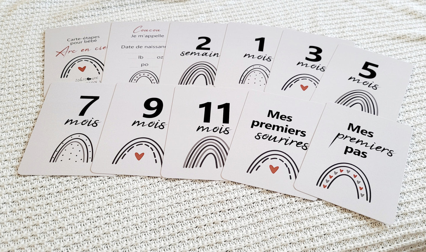 Cartes-étapes pour bébé - Arc en ciel
