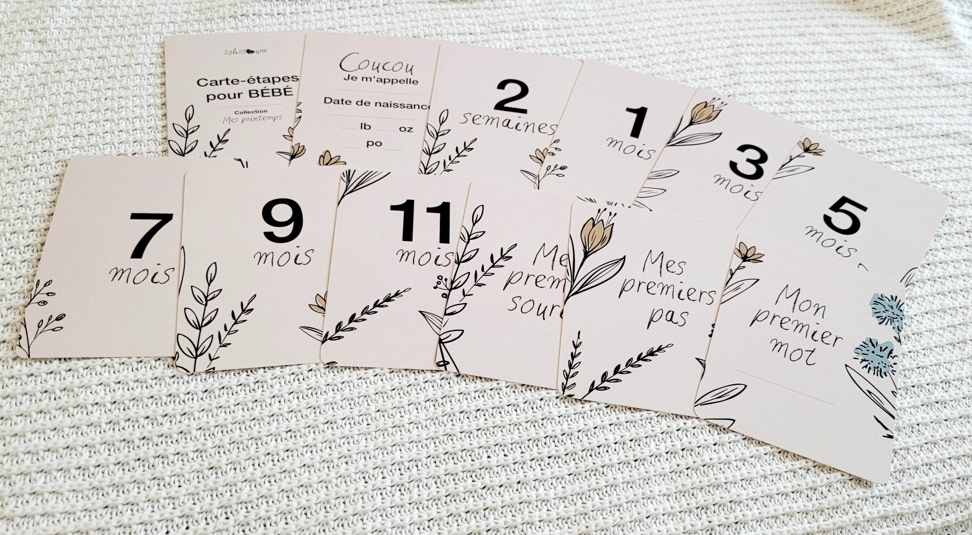 Cartes-étapes pour bébé - Mes printemps (vieille collection)