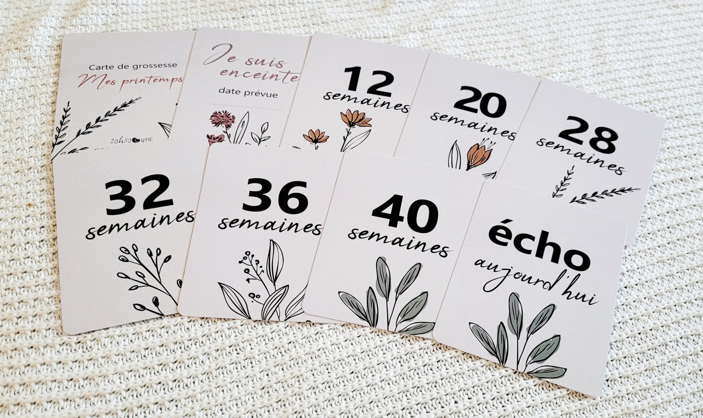 Cartes de suivi de grossesse - Mes printemps