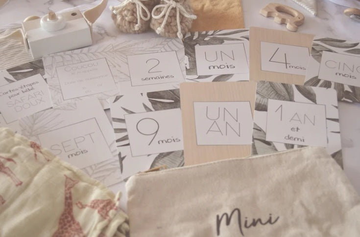 Cartes-étapes pour bébé - Safari Doux