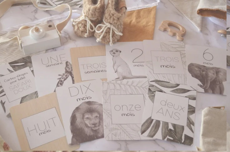 Cartes-étapes pour bébé - Safari Doux