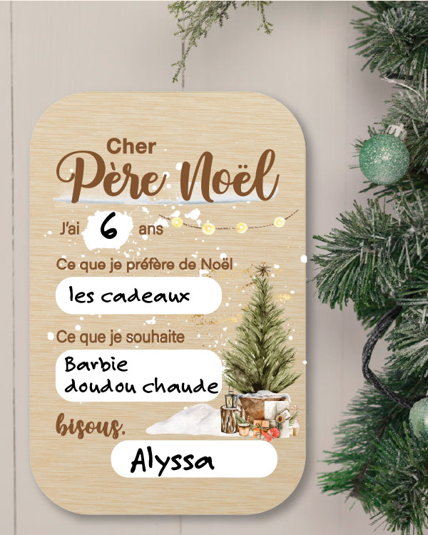 Tableau Mes souhaits pour Noël